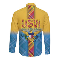 US Virgin Islands Long Sleeve Button Shirt Madras Pattern Gradient Style - Wonder Print Shop