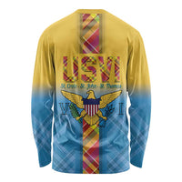 US Virgin Islands Long Sleeve Shirt Madras Pattern Gradient Style - Wonder Print Shop