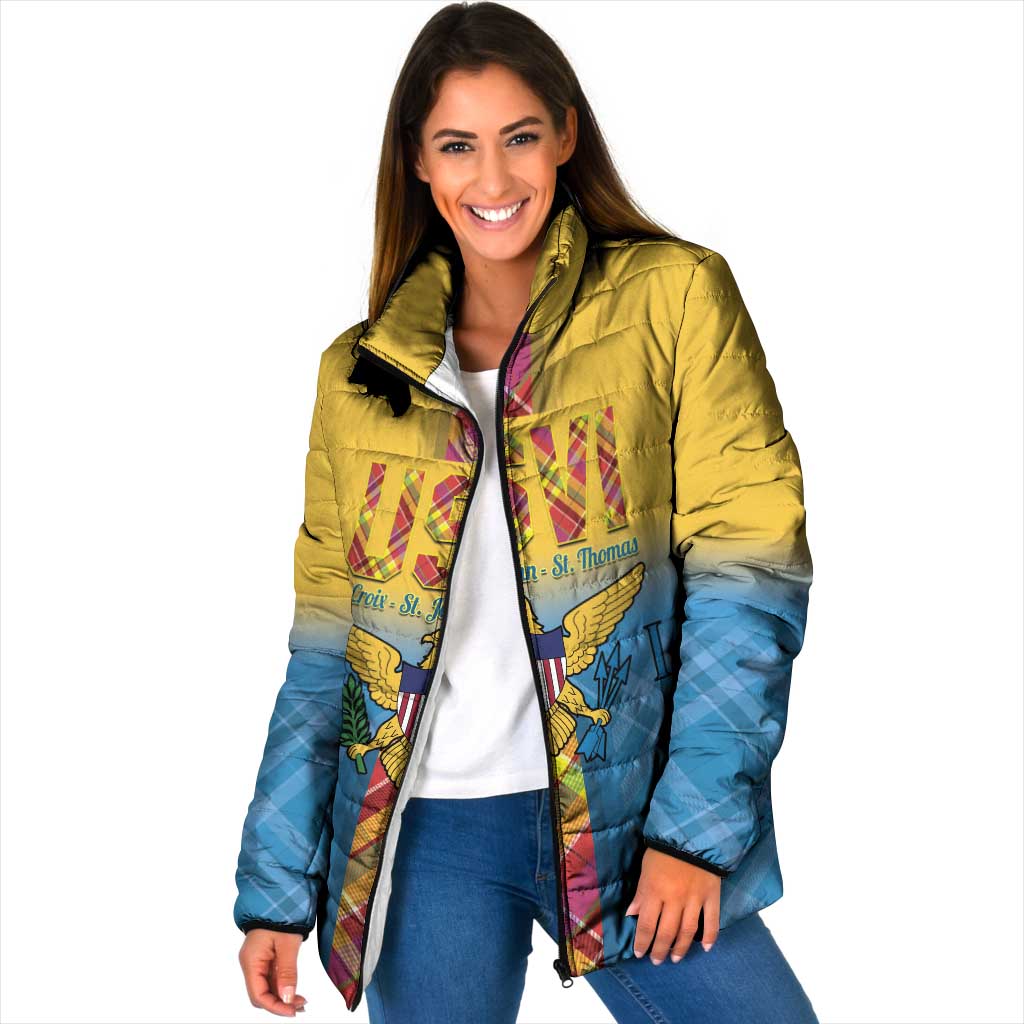 US Virgin Islands Padded Jacket Madras Pattern Gradient Style - Wonder Print Shop