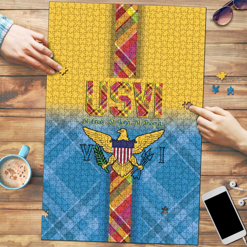 US Virgin Islands Puzzle Madras Pattern Gradient Style - Wonder Print Shop