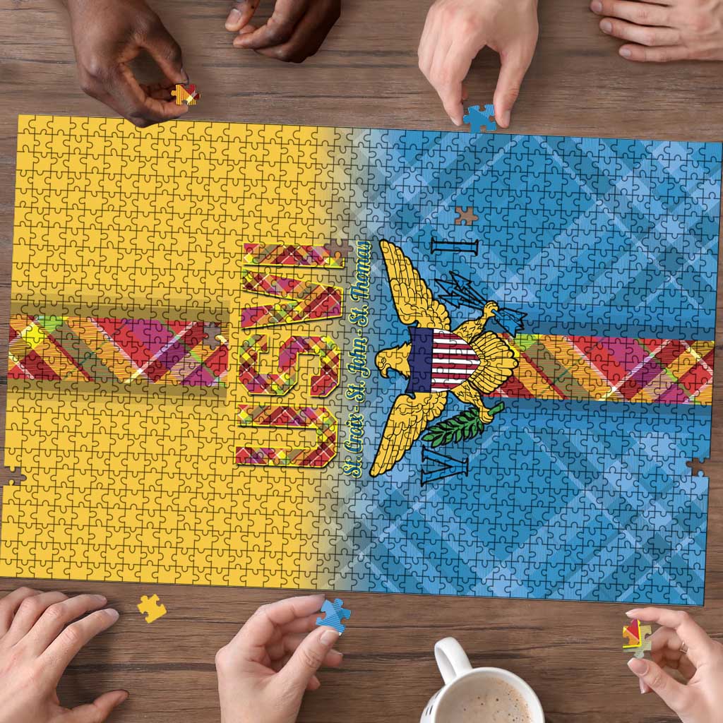 US Virgin Islands Puzzle Madras Pattern Gradient Style - Wonder Print Shop