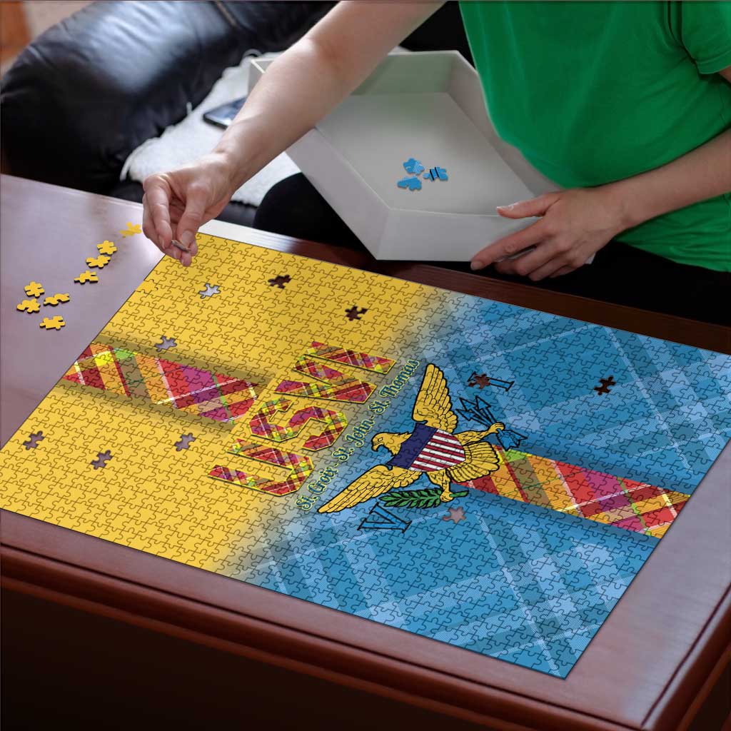 US Virgin Islands Puzzle Madras Pattern Gradient Style - Wonder Print Shop