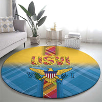 US Virgin Islands Round Carpet Madras Pattern Gradient Style - Wonder Print Shop