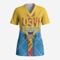 US Virgin Islands Scrub Top Madras Pattern Gradient Style - Wonder Print Shop