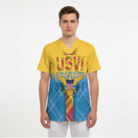 US Virgin Islands Scrub Top Madras Pattern Gradient Style - Wonder Print Shop