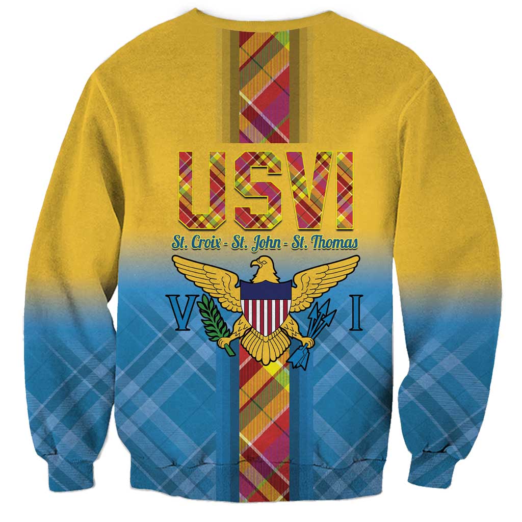 US Virgin Islands Sweatshirt Madras Pattern Gradient Style - Wonder Print Shop