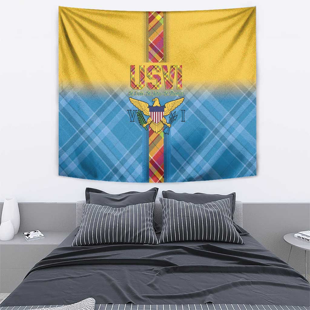 US Virgin Islands Tapestry Madras Pattern Gradient Style - Wonder Print Shop