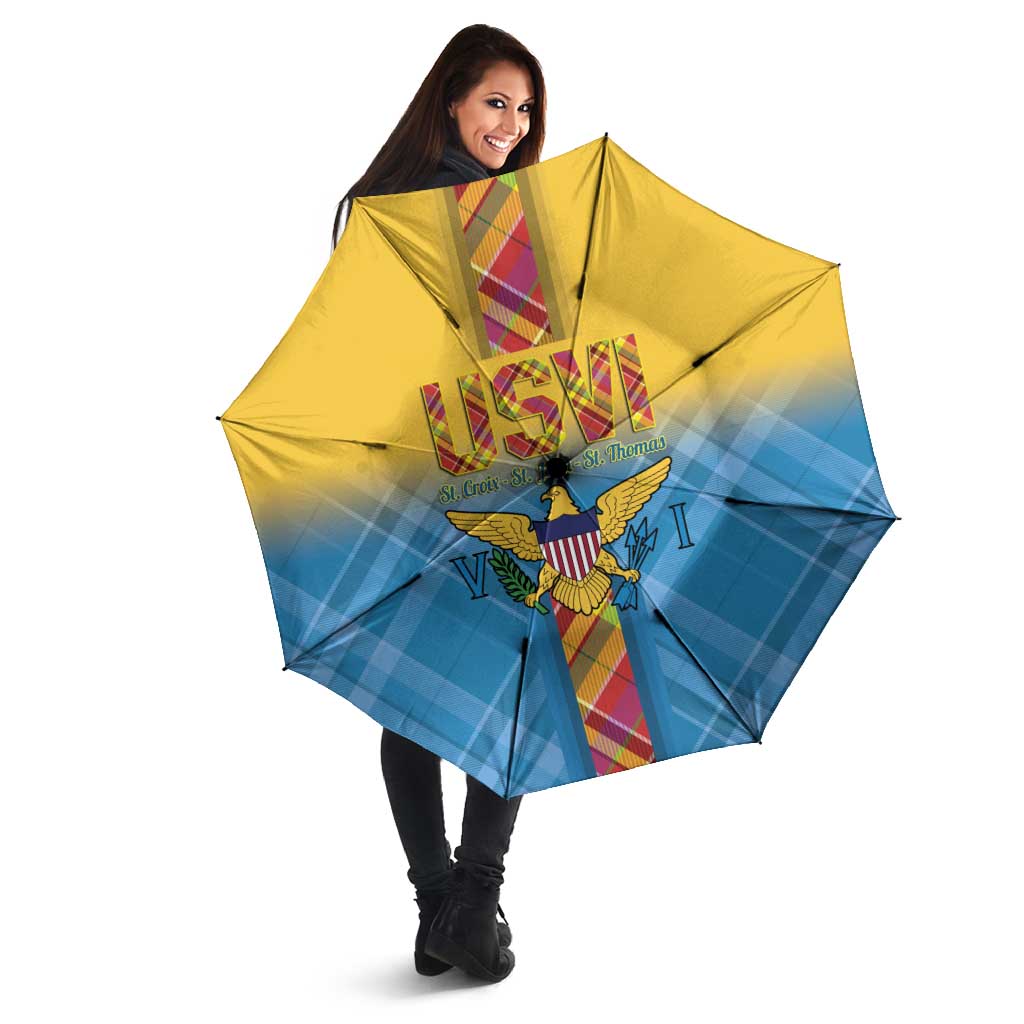 US Virgin Islands Umbrella Madras Pattern Gradient Style - Wonder Print Shop