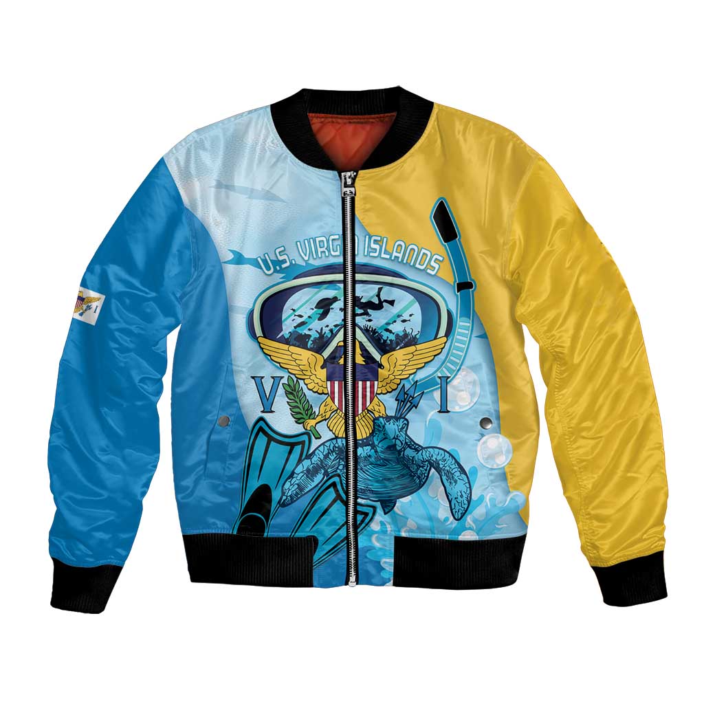 US Virgin Islands Snorkeling Bomber Jacket Sea Turtle Snorkel Ocean Style - Wonder Print Shop