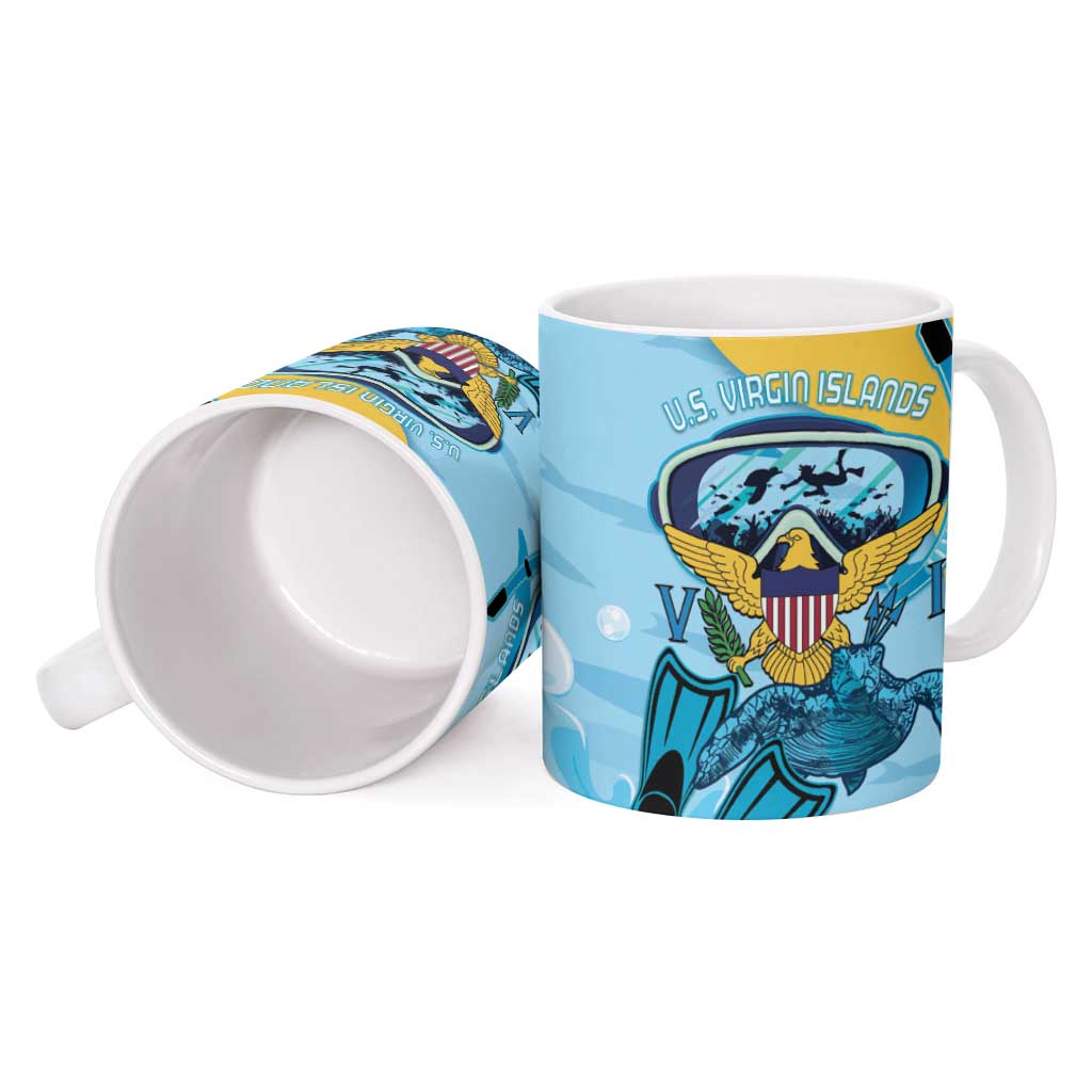 US Virgin Islands Snorkeling Ceramic Mug Sea Turtle Snorkel Ocean Style - Wonder Print Shop