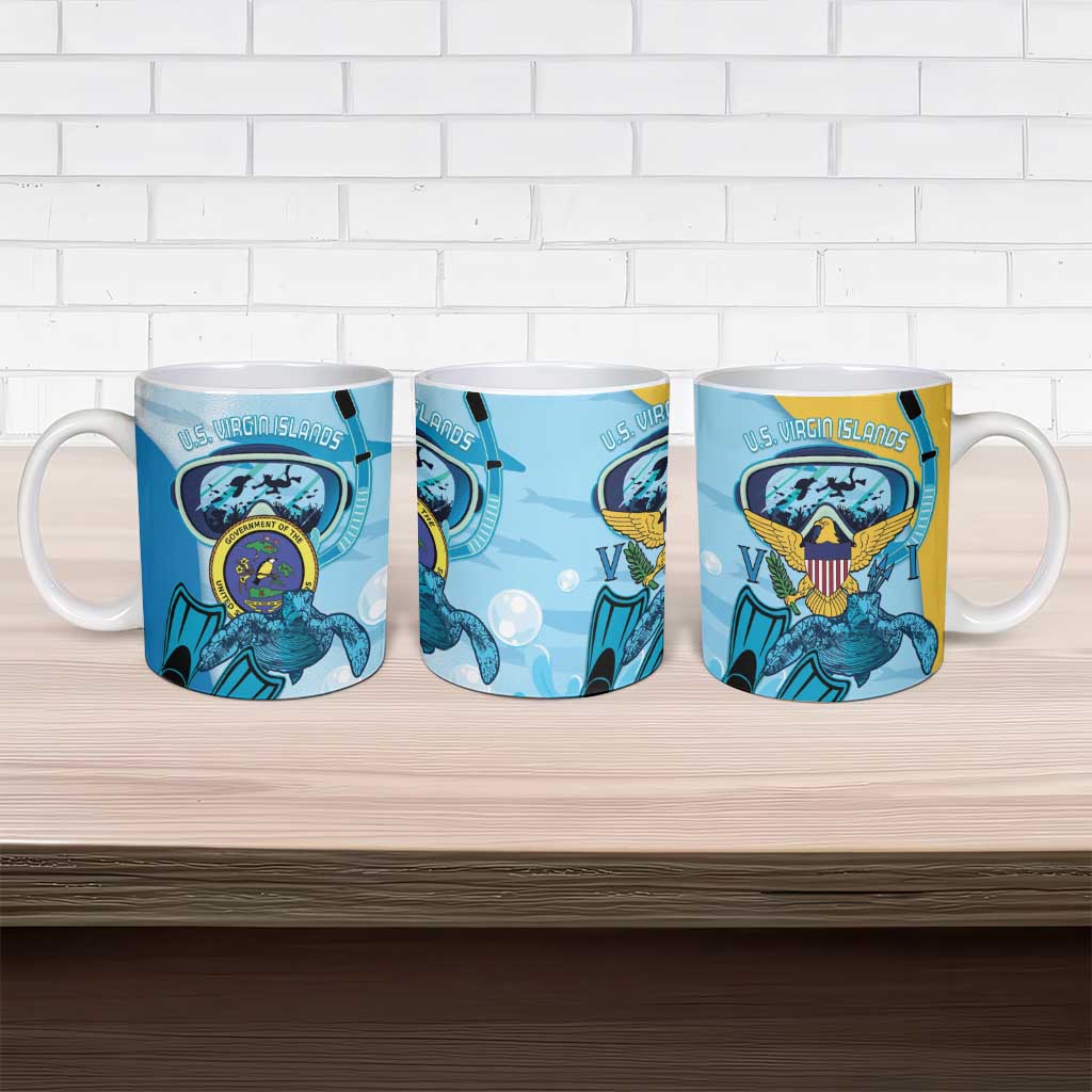 US Virgin Islands Snorkeling Ceramic Mug Sea Turtle Snorkel Ocean Style - Wonder Print Shop