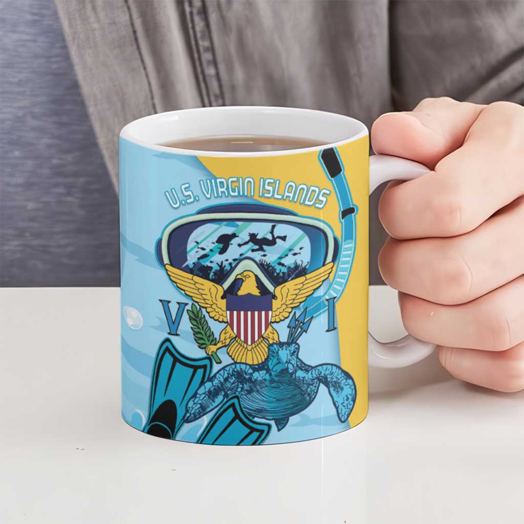 US Virgin Islands Snorkeling Ceramic Mug Sea Turtle Snorkel Ocean Style - Wonder Print Shop