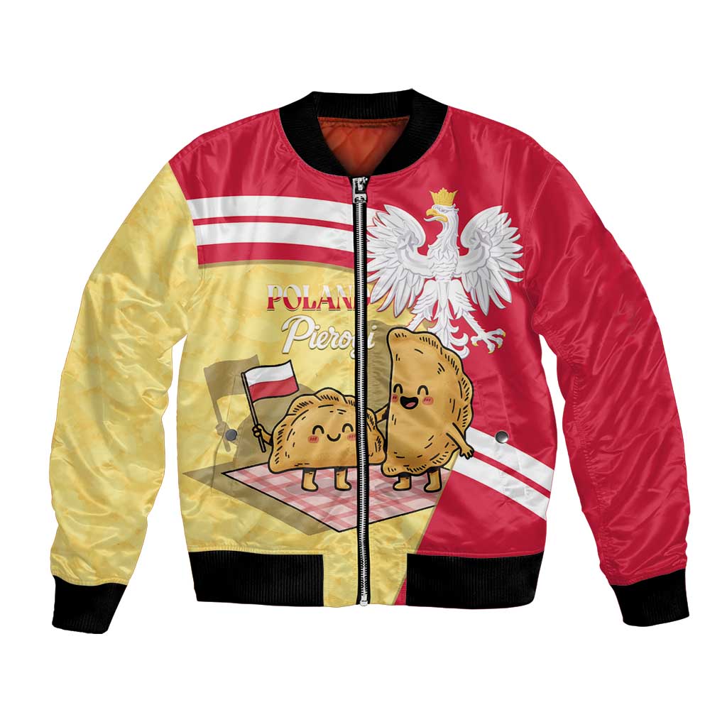 Personalised Poland Pierogi Bomber Jacket Polish Dumplings With Coat Of Arms