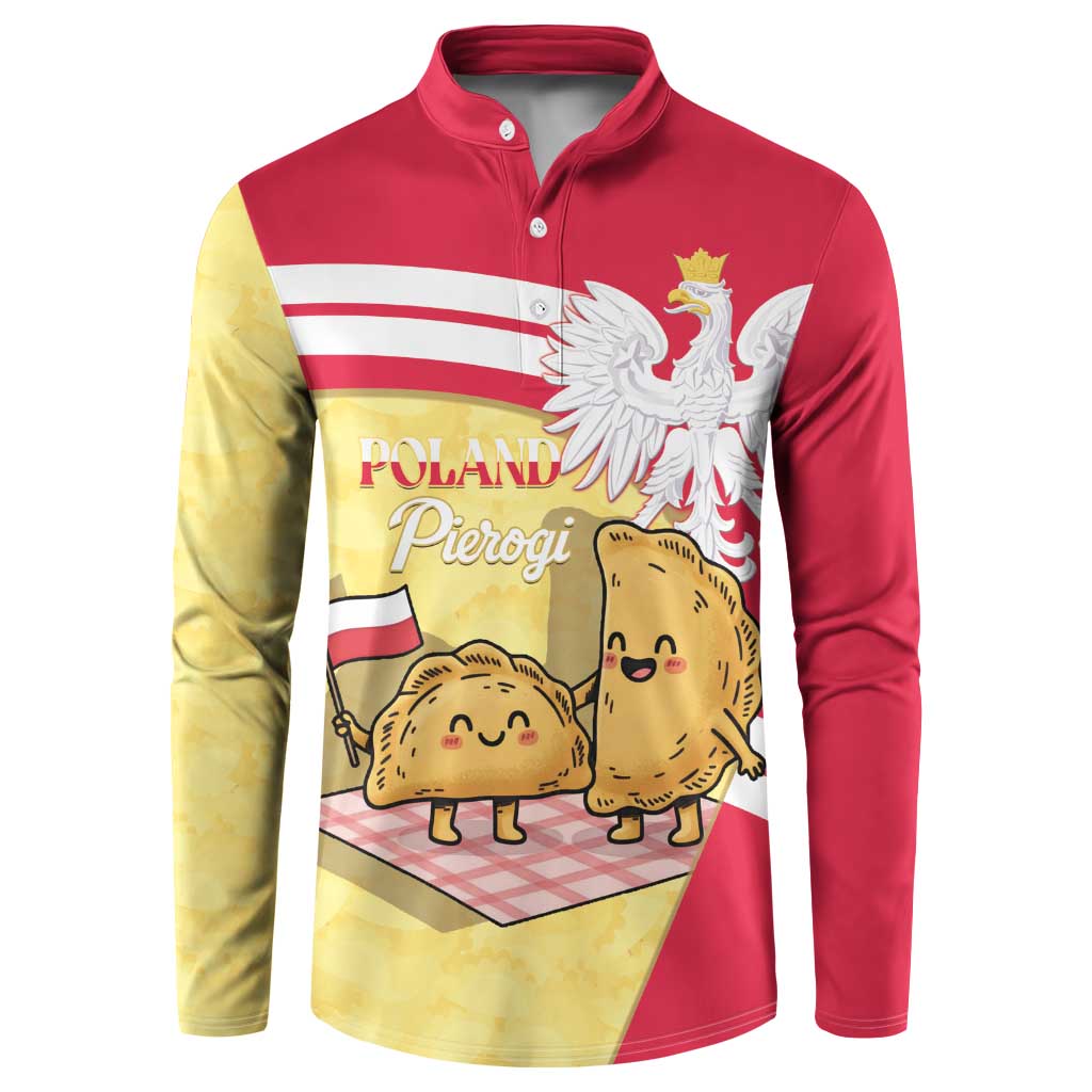 Personalised Poland Pierogi Button Sweatshirt Polish Dumplings With Coat Of Arms