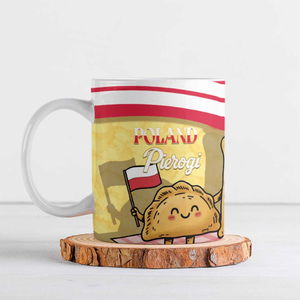 Personalised Poland Pierogi Ceramic Mug Polish Dumplings With Coat Of Arms