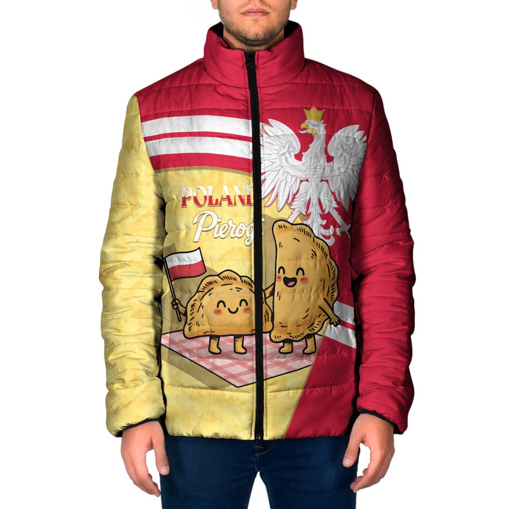 Personalised Poland Pierogi Padded Jacket Polish Dumplings With Coat Of Arms