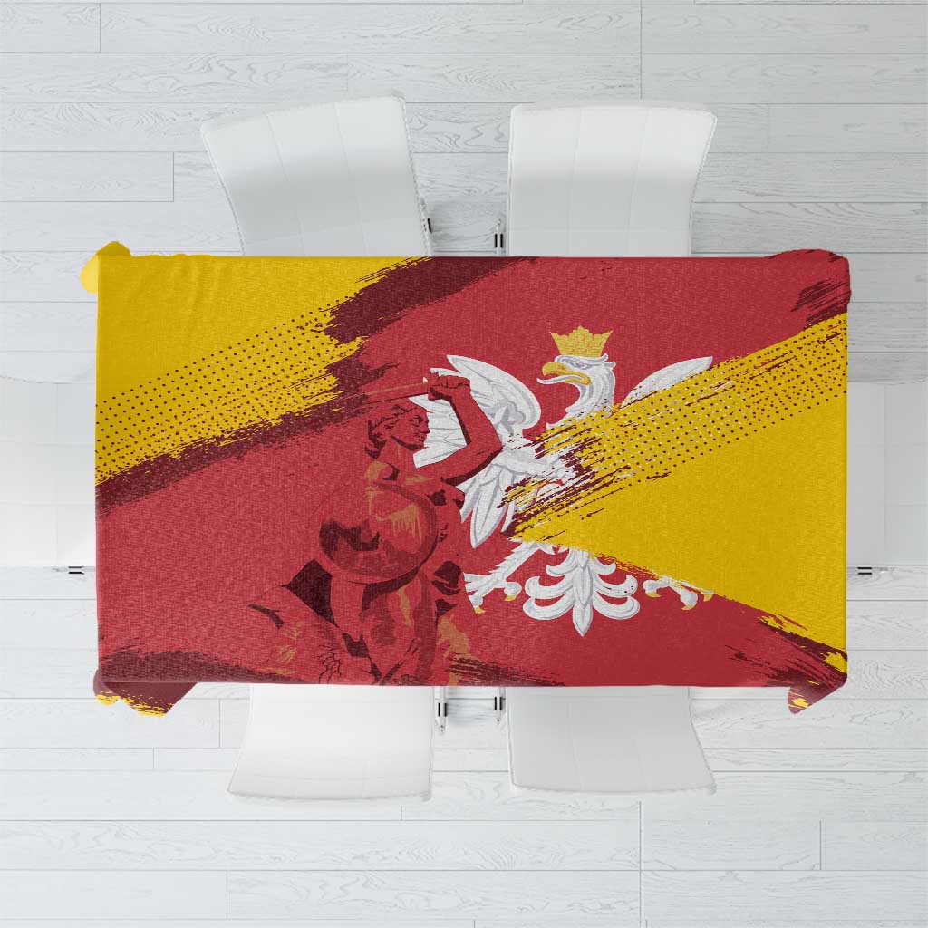 Mermaid of Warsaw Poland Tablecloth Polish Capital City Grunge Style