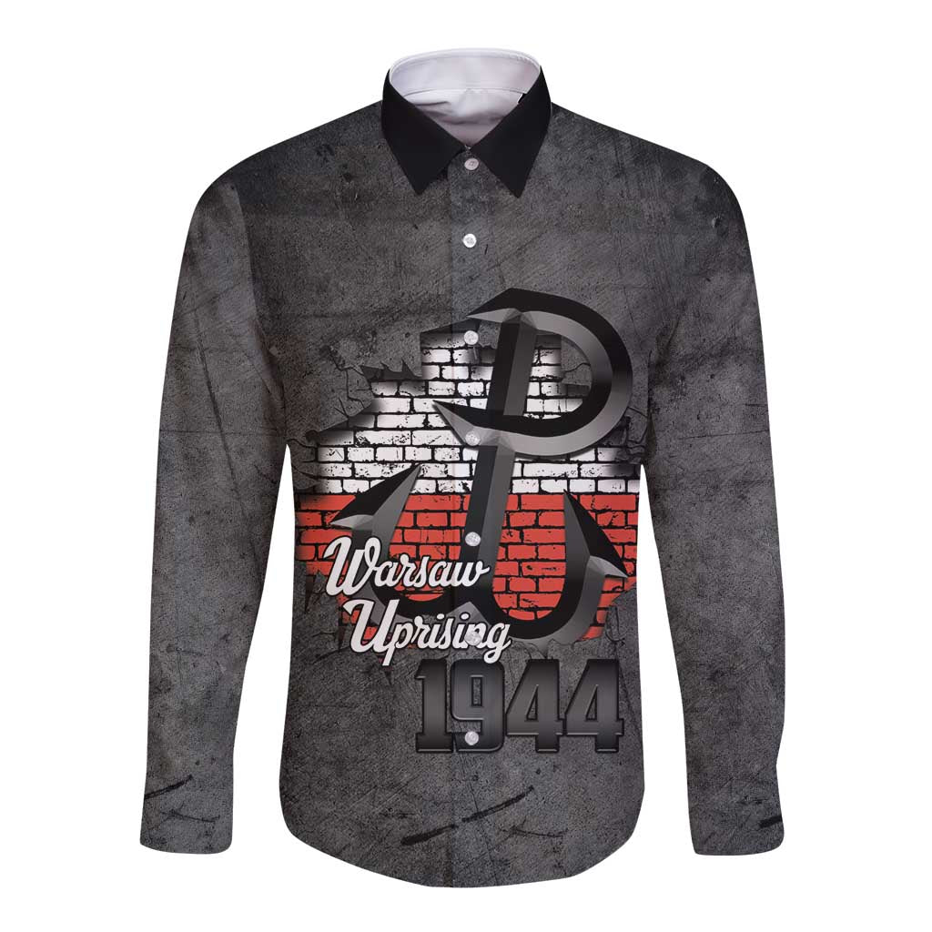 Warsaw Uprising 1944 Poland Long Sleeve Button Shirt Polish Anchor Kotwica