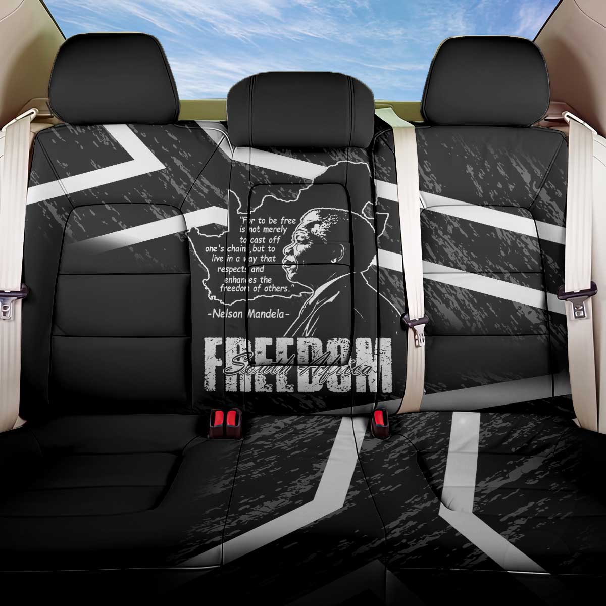 South Africa Freedom Day Back Car Seat Cover Nelson Mandela With Map