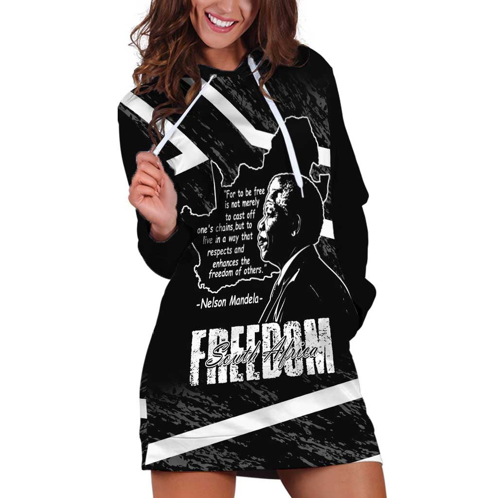 South Africa Freedom Day Hoodie Dress Nelson Mandela With Map