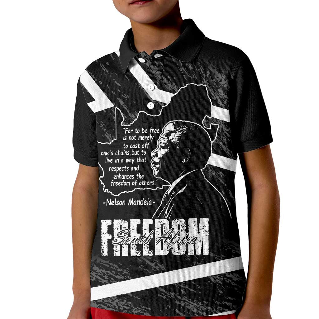 South Africa Freedom Day Kid Polo Shirt Nelson Mandela With Map