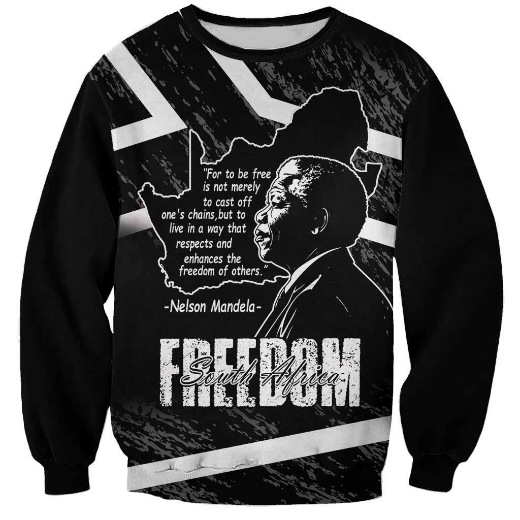 South Africa Freedom Day Sweatshirt Nelson Mandela With Map