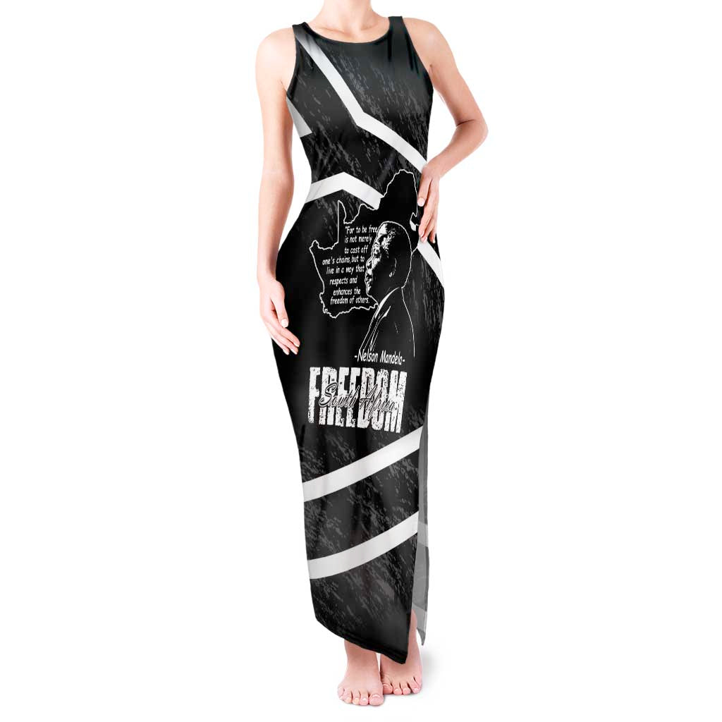 South Africa Freedom Day Tank Maxi Dress Nelson Mandela With Map