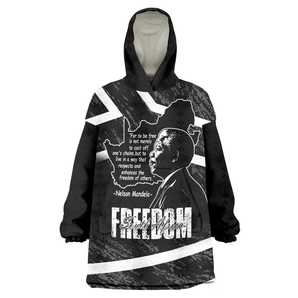 South Africa Freedom Day Wearable Blanket Hoodie Nelson Mandela With Map