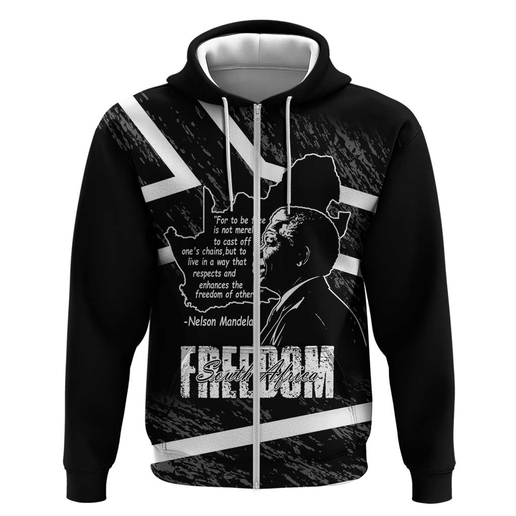 South Africa Freedom Day Zip Hoodie Nelson Mandela With Map