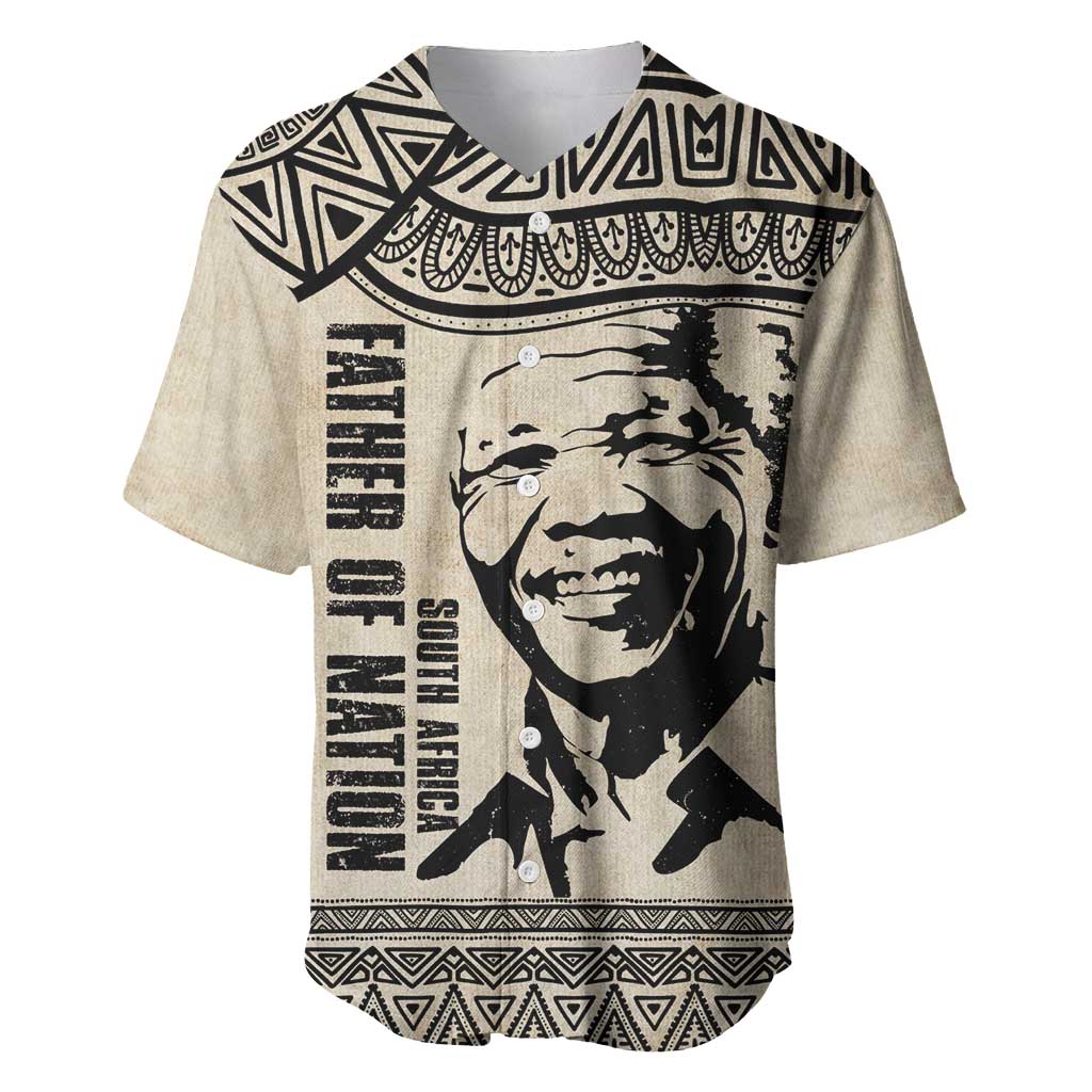 South Africa Nelson Mandela - Father Of Nation Baseball Jersey Vintage African Pattern