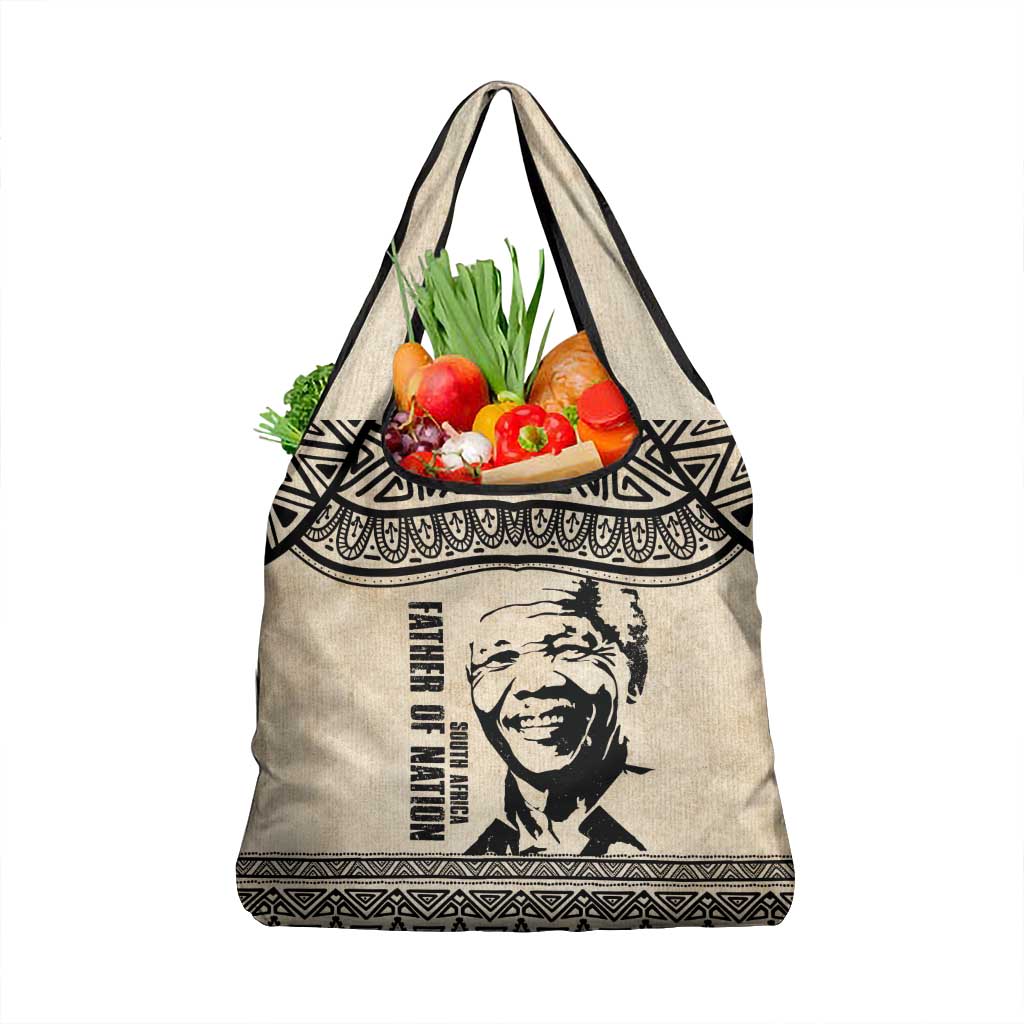 South Africa Nelson Mandela - Father Of Nation Grocery Bag Vintage African Pattern