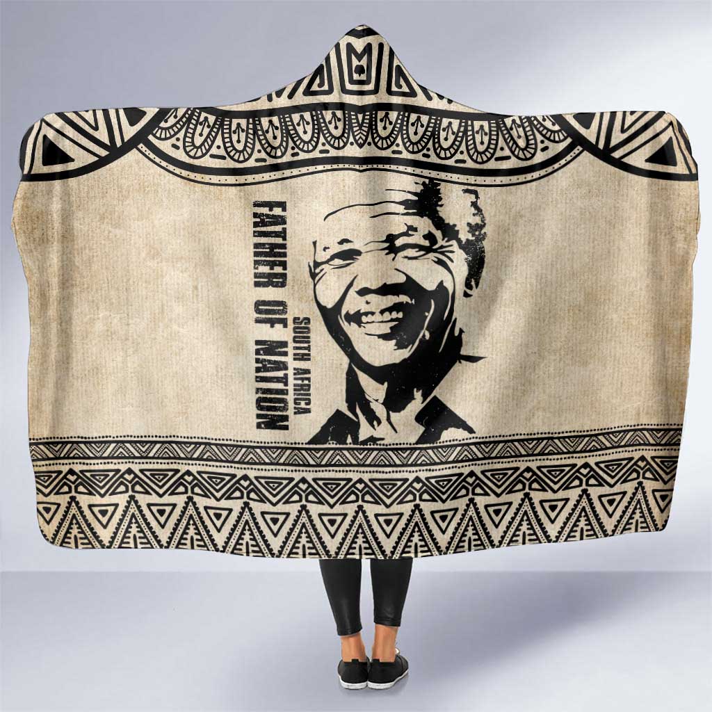 South Africa Nelson Mandela - Father Of Nation Hooded Blanket Vintage African Pattern