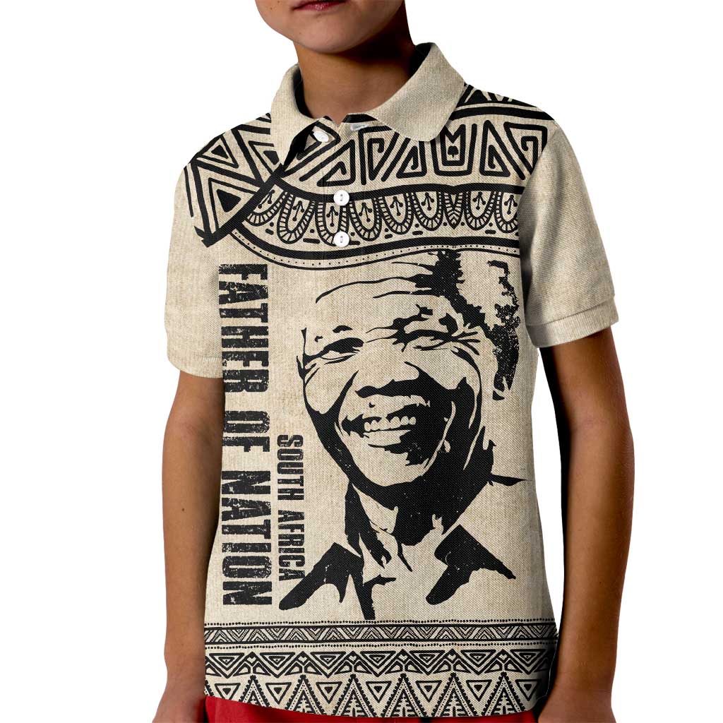 South Africa Nelson Mandela - Father Of Nation Kid Polo Shirt Vintage African Pattern