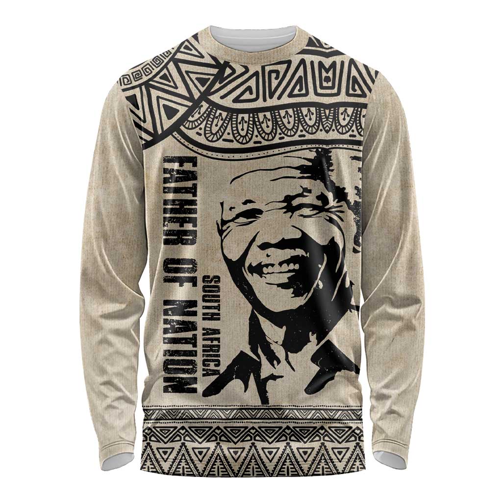 South Africa Nelson Mandela - Father Of Nation Long Sleeve Shirt Vintage African Pattern