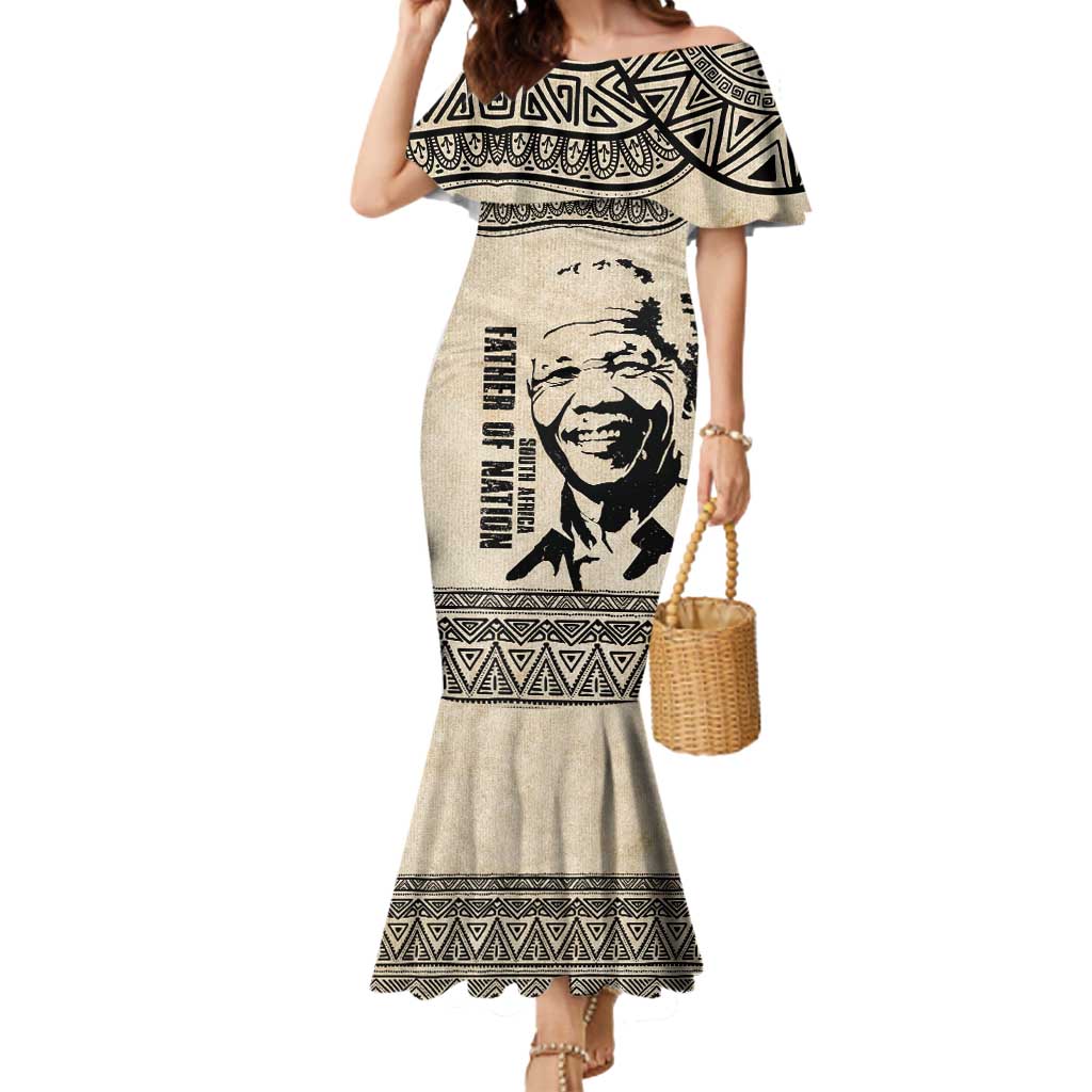 South Africa Nelson Mandela - Father Of Nation Mermaid Dress Vintage African Pattern