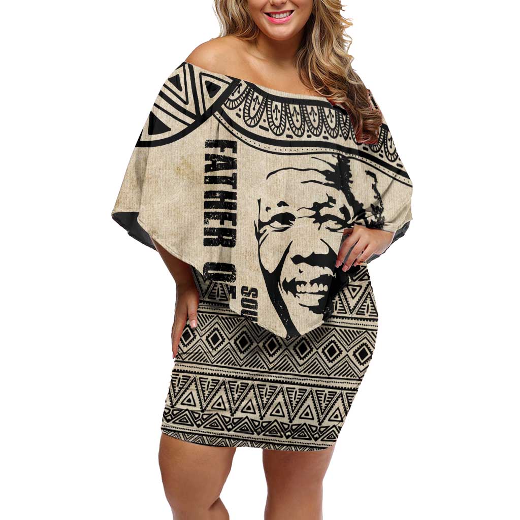 South Africa Nelson Mandela - Father Of Nation Off Shoulder Short Dress Vintage African Pattern