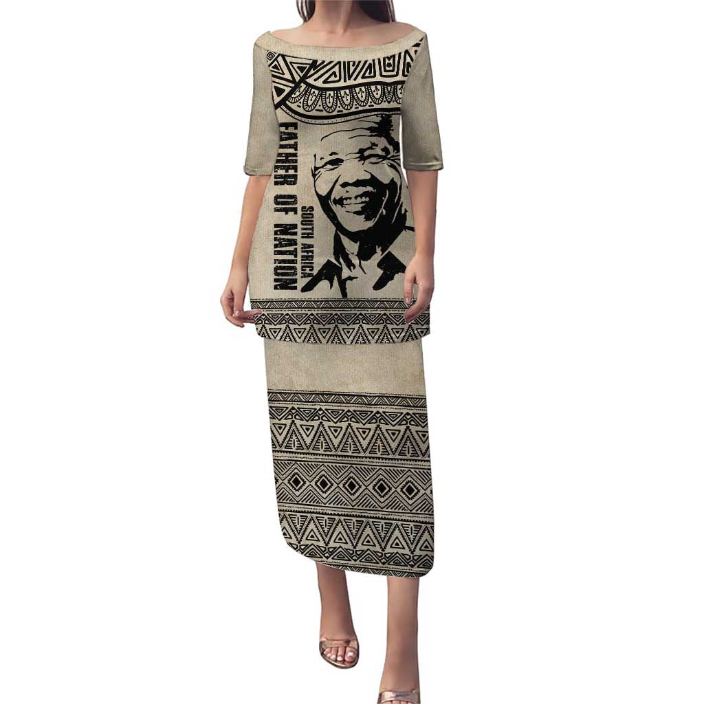 South Africa Nelson Mandela - Father Of Nation Puletasi Vintage African Pattern