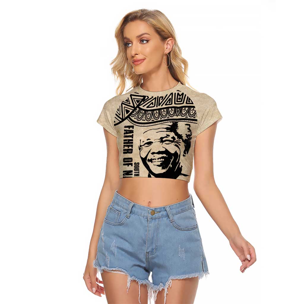 South Africa Nelson Mandela - Father Of Nation Raglan Cropped T Shirt Vintage African Pattern