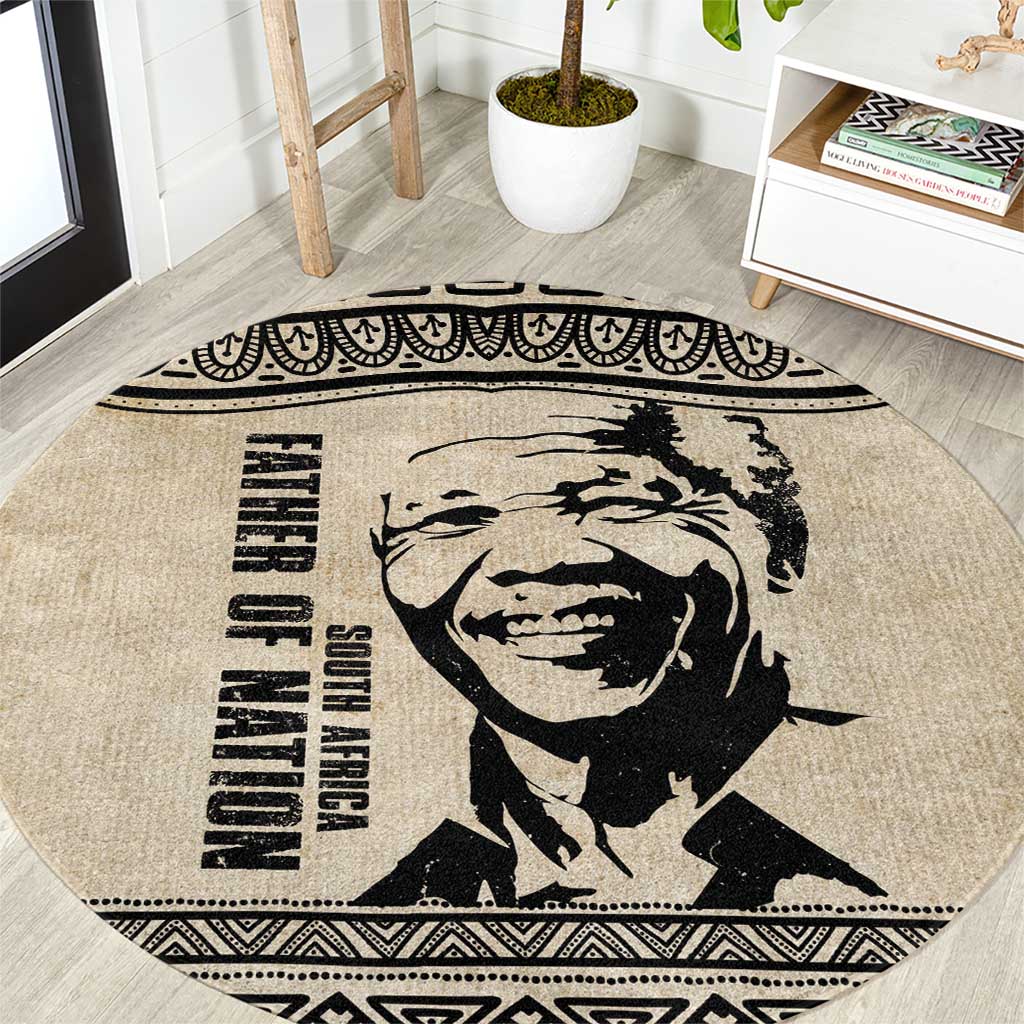 South Africa Nelson Mandela - Father Of Nation Round Carpet Vintage African Pattern