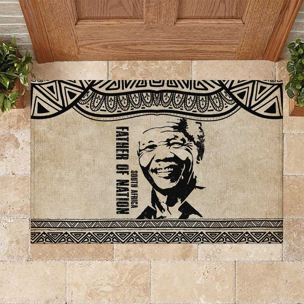 South Africa Nelson Mandela - Father Of Nation Rubber Doormat Vintage African Pattern