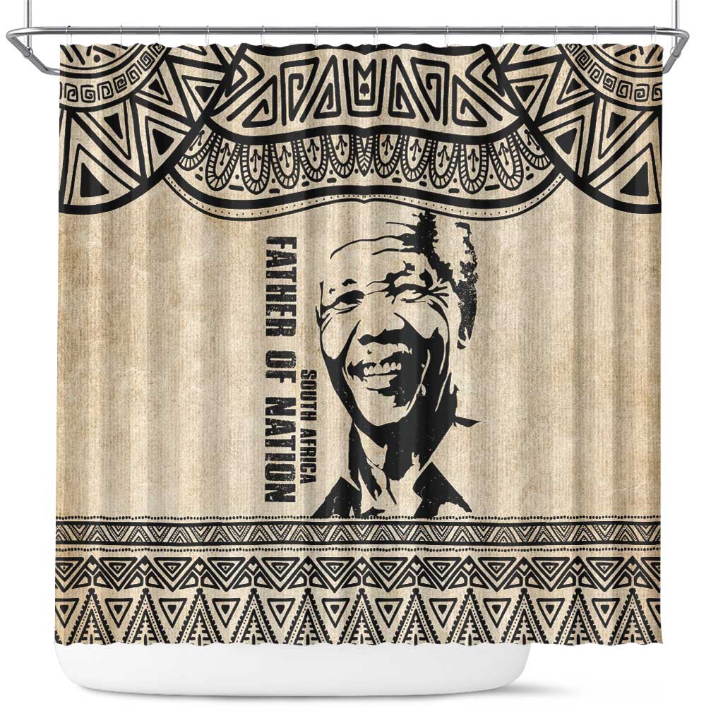 South Africa Nelson Mandela - Father Of Nation Shower Curtain Vintage African Pattern