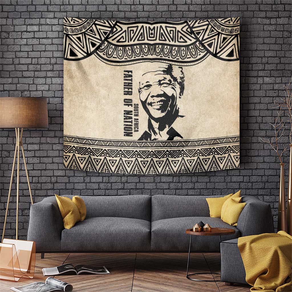 South Africa Nelson Mandela - Father Of Nation Tapestry Vintage African Pattern