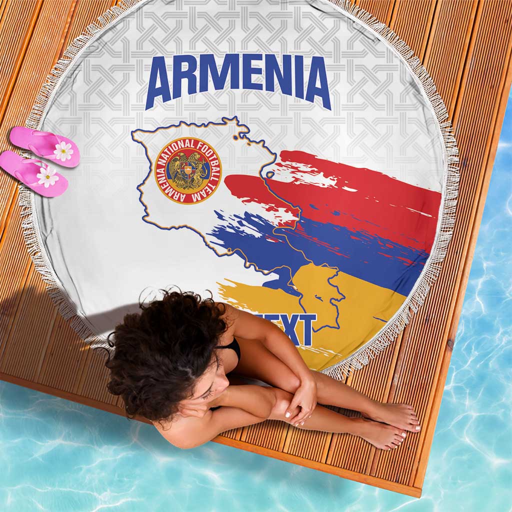 Custom Armenia Football Beach Blanket Armenian Map Knot Pattern
