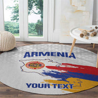 Custom Armenia Football Round Carpet Armenian Map Knot Pattern