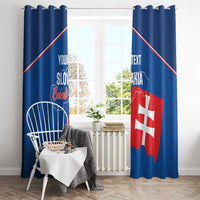 Blue Slovakia football window curtain with grommets and flag graphic