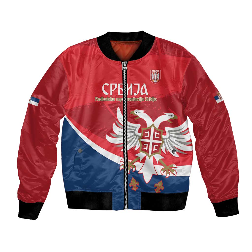 Custom Serbia Football Bomber Jacket Come On Ealges Coat Of Arms Style