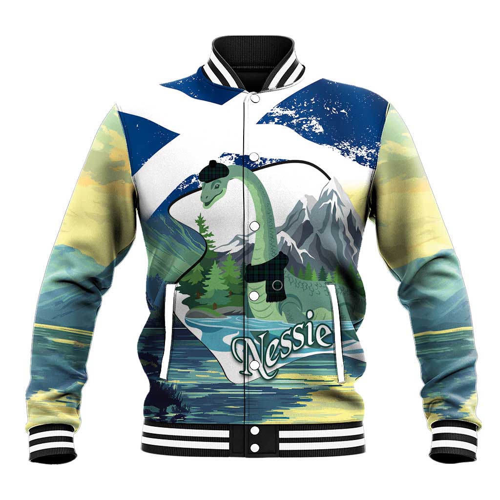 Personalised Nessie Scotland Baseball Jacket Scottish Folklore Loch Ness Monster