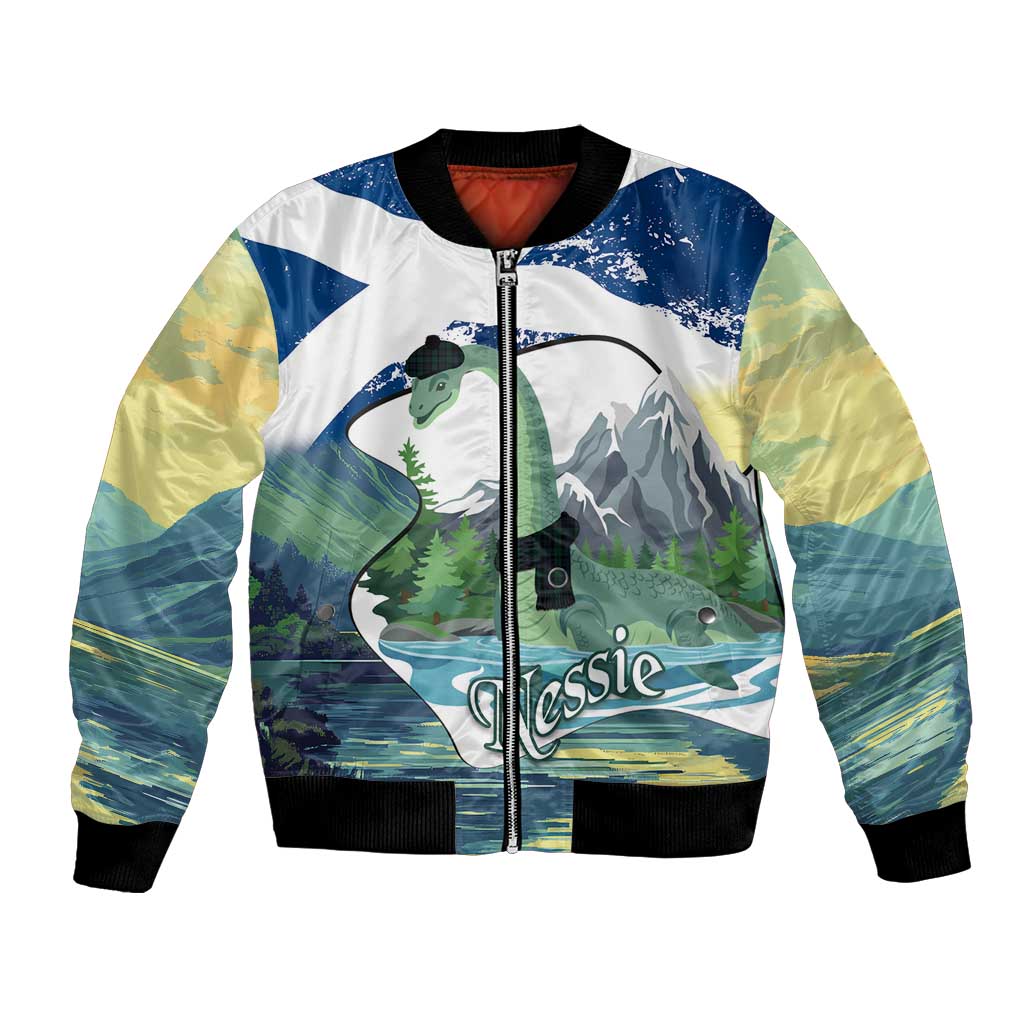 Personalised Nessie Scotland Bomber Jacket Scottish Folklore Loch Ness Monster
