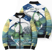 Personalised Nessie Scotland Bomber Puffer Jacket Scottish Folklore Loch Ness Monster