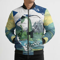 Personalised Nessie Scotland Bomber Puffer Jacket Scottish Folklore Loch Ness Monster